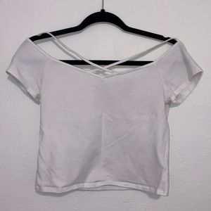 white cropped short sleeve